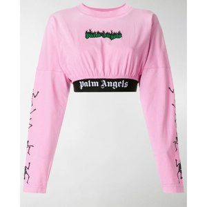 Palm Angels Dance Of Death Long Sleeve Cropped Top skull skeletons